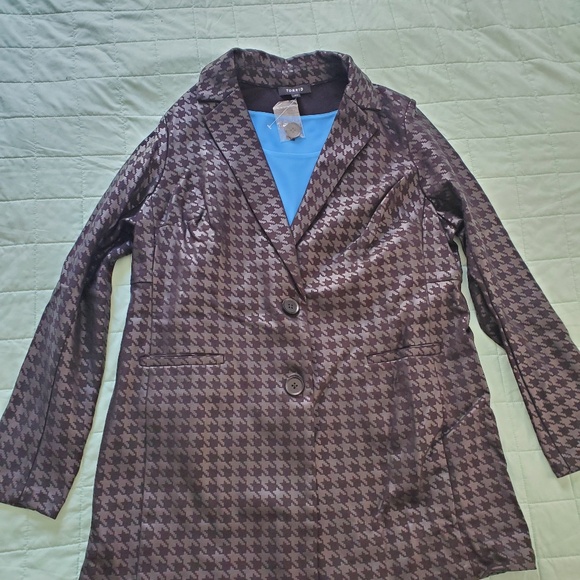 NWOT Torrid Studio Luxe Ponte Relaxed Blazer, black Houndstooth Size 00 M/L - Picture 5 of 15